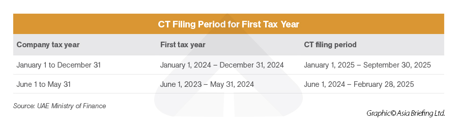 corporate income tax first year filing year